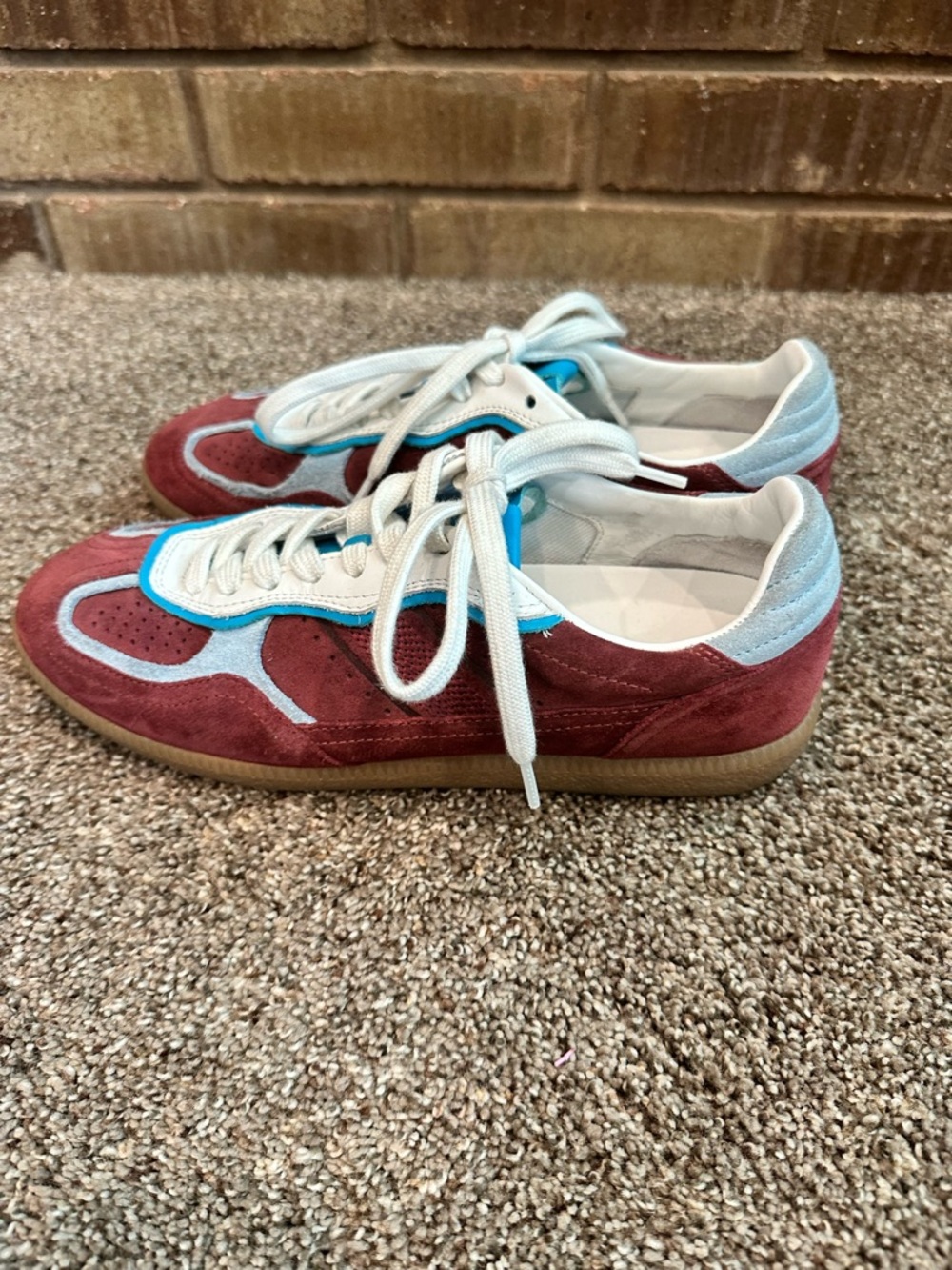 ALOHAS Tb.490 Rife Burgundy Suede Sneakers with Blue Trim Size US 8–8.5 EU 39 - Picture 4 of 7